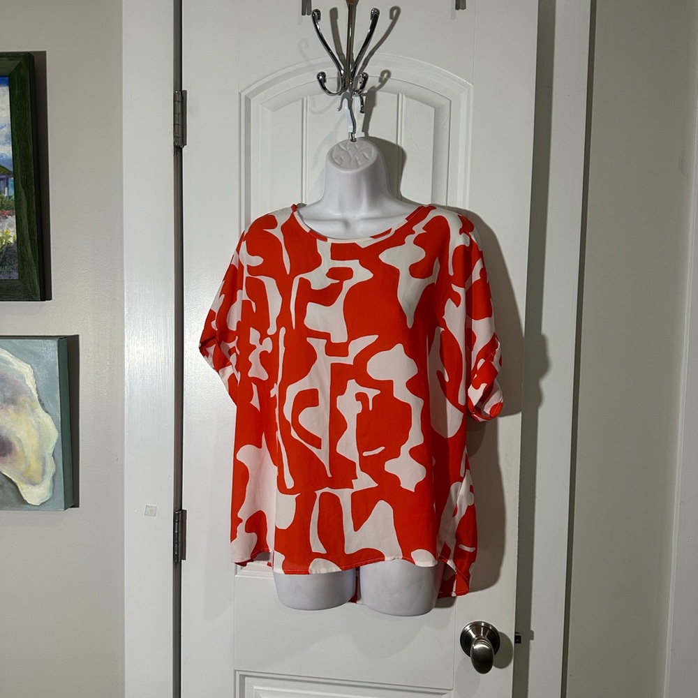PERCEPTION CONCEPT Short-Sleeve Blouse, Size XL